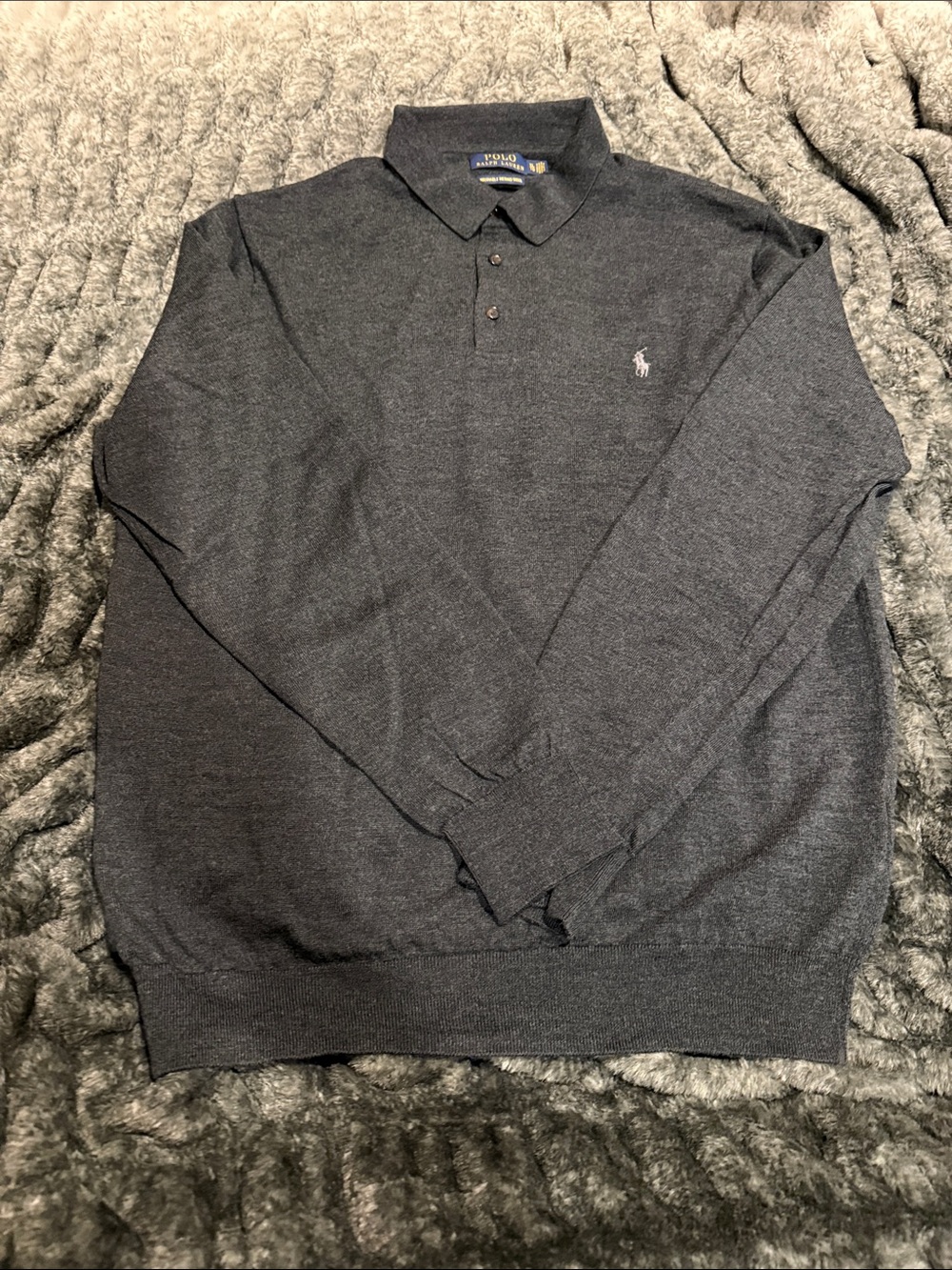Polo by Ralph Lauren Charcoal Long-Sleeve Polo Sweater
